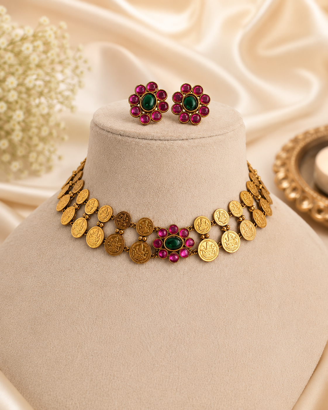 Gold coin plus kemp necklace - NJKC