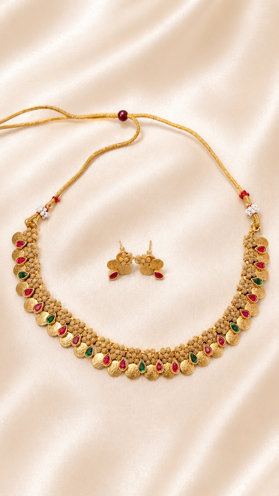 Flower coin necklace