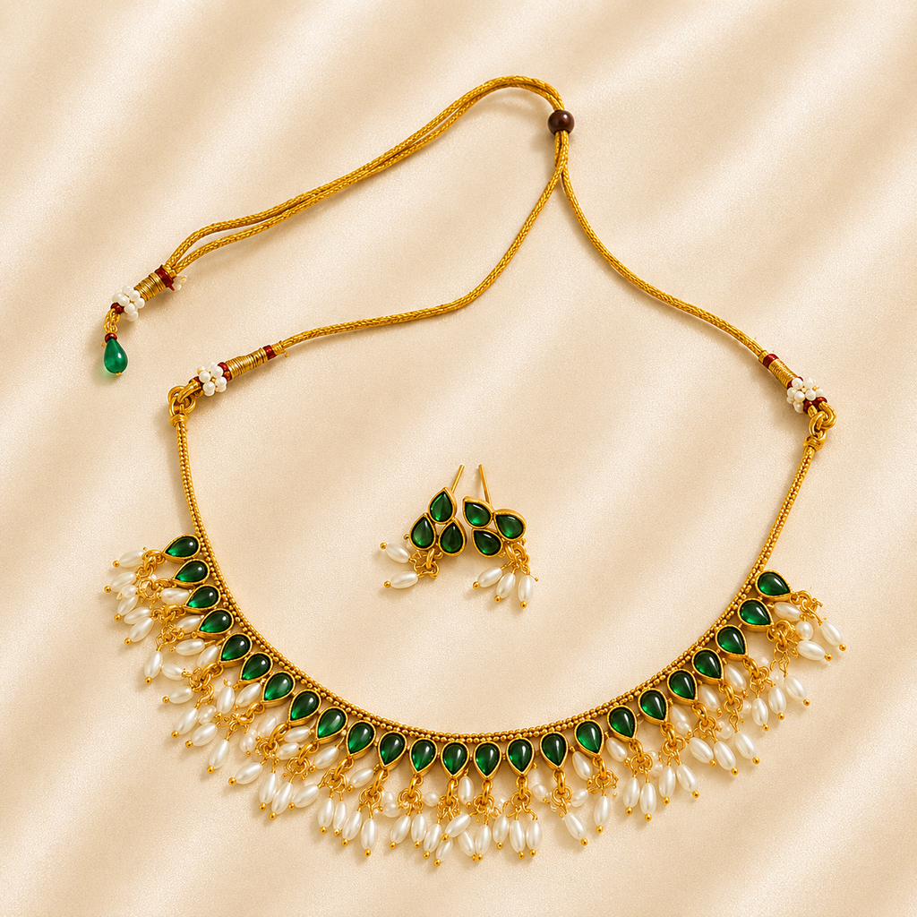 Ruby plus pearl necklace (available in 2 colors)