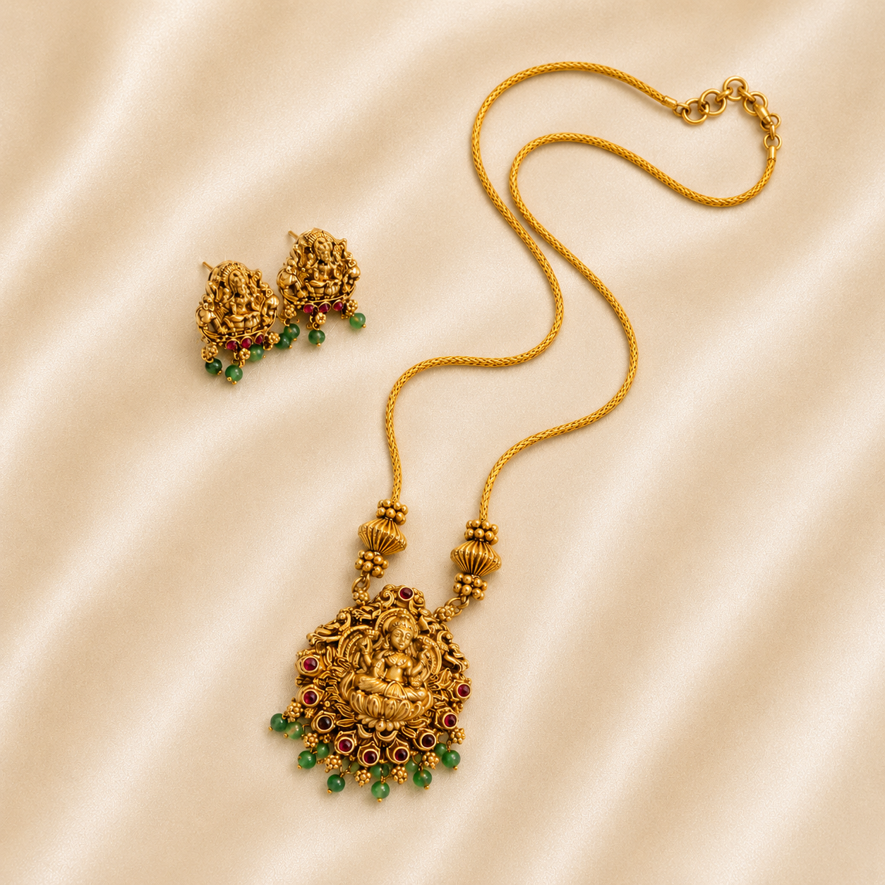 Lakshmi pendant antique haram - 2