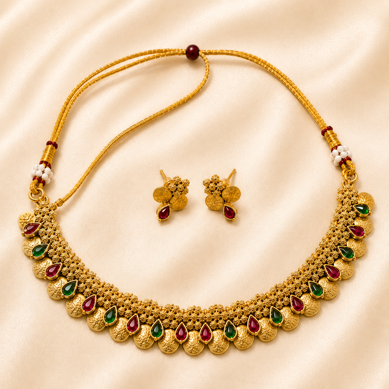 Flower coin necklace